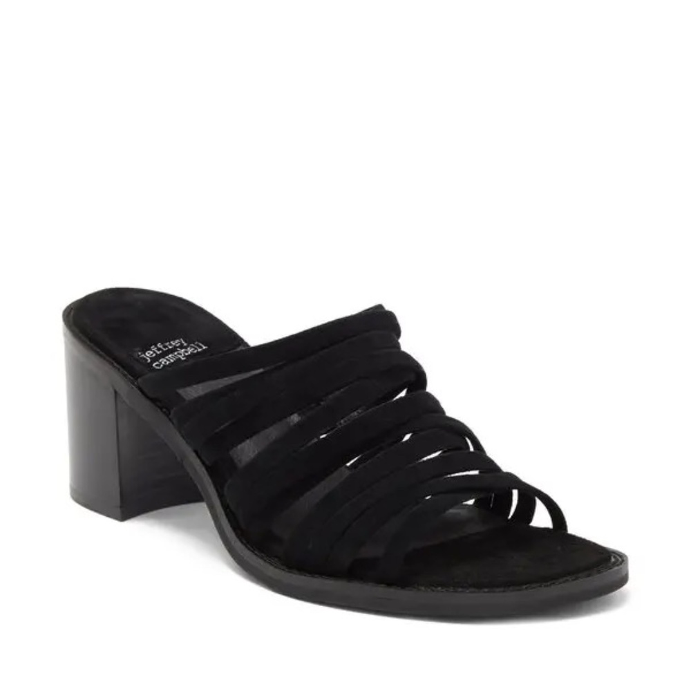NIB NEW Jeffrey Campbell Intertwine Slide Strappy Black Suede Sandals  8.5 M